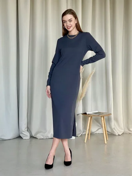 Silvio Merlini Кондо Сукня міді Бавовна/поліестер сірий