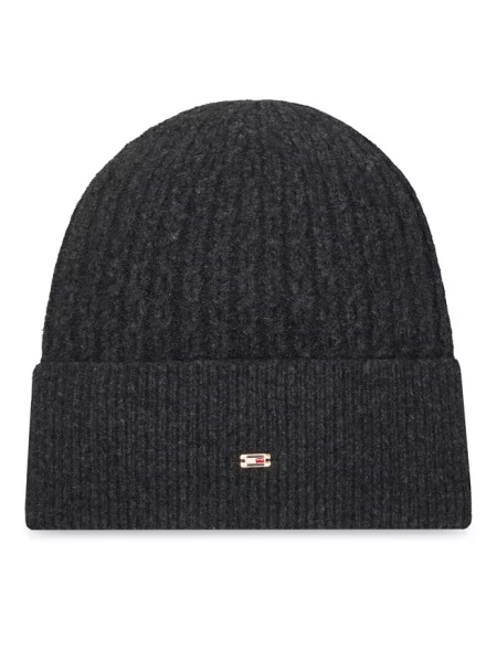 Czapka z dodatkiem bawełny Tommy Hilfiger czarna