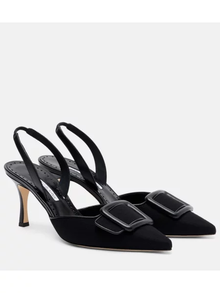 Pantofi cu toc Manolo Blahnik slingback negru