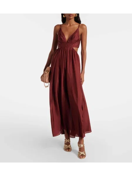 Rochie maxi Zimmermann de mătase de costum bordo