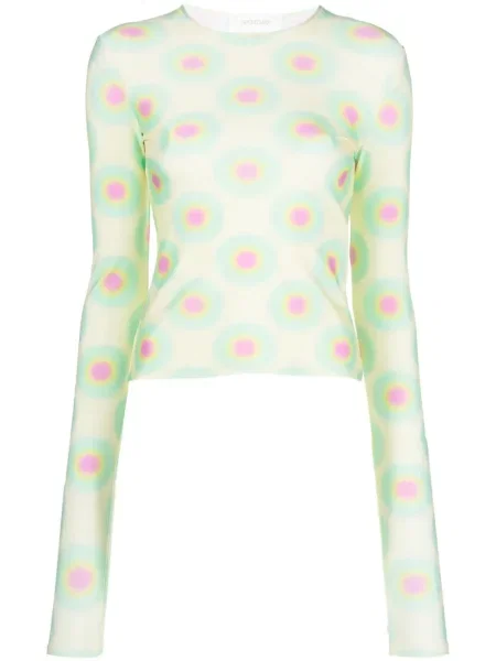 Tricou Sportmax cu imagine cu decolteu rotund galben