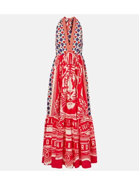 Maksi sukienka maxi Camilla z dekoltem halter garniturowa czerwona