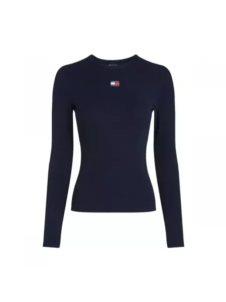 Tommy Jeans tričko s dlhým rukávom dámske s elastanom modrá