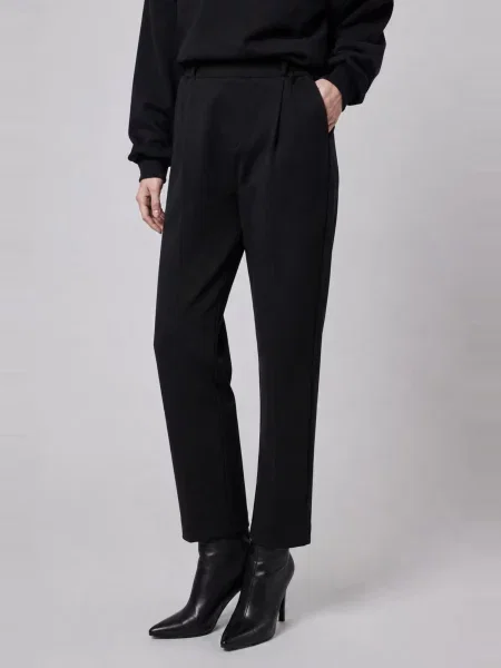 OWN Off With Nature Kalhoty Pantalone Gamba Dritta alla Caviglia in Interlock Black' černá