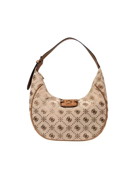 Torebka hobo Guess żakardowa beżowa