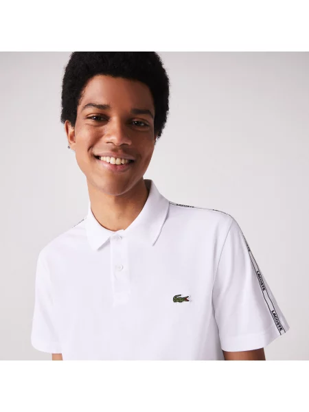 Lacoste Elastyczna Koszulka Polo Regularny Krój Marki biała