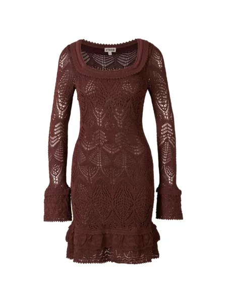 Rochie mini Staud tricotate cu volane maro