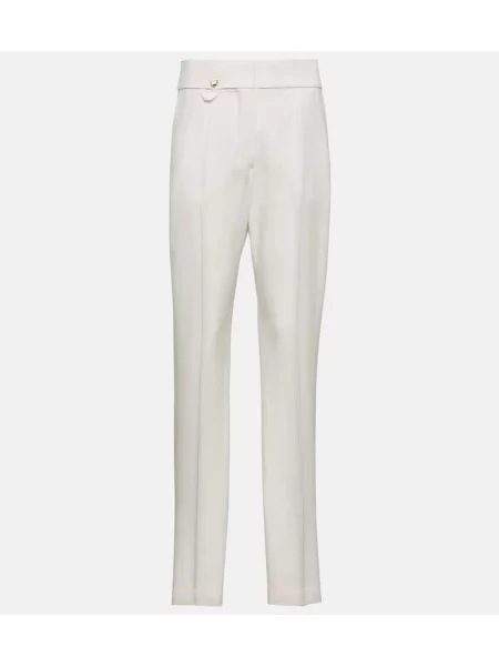 Pantaloni Jacquemus cu crăpătură alb