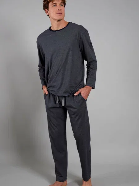 Пижама для мужчин с длинным рукавом синя