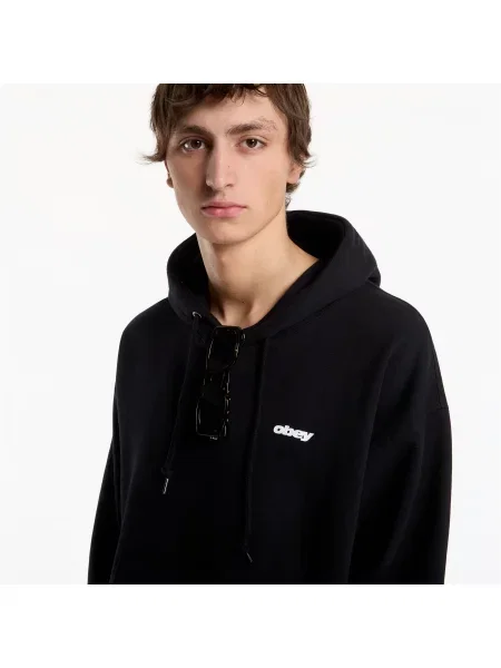 Hanorac cu glugă Obey Clothing cu glugă negru