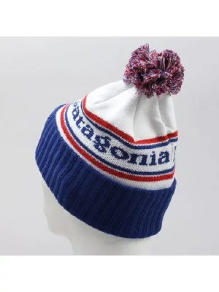 Patagonia Powder Town zimní čepice park stripe / viking blue bílý