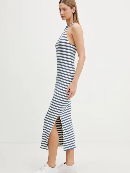 Emporio Armani obleka z viskozo modra