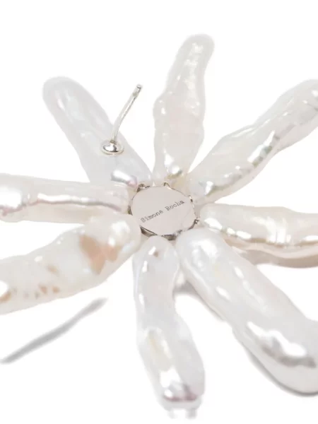 Cercei Simone Rocha cu model floral argintiu