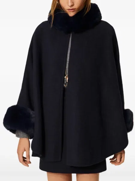 Poncho Twinset de lână albastru
