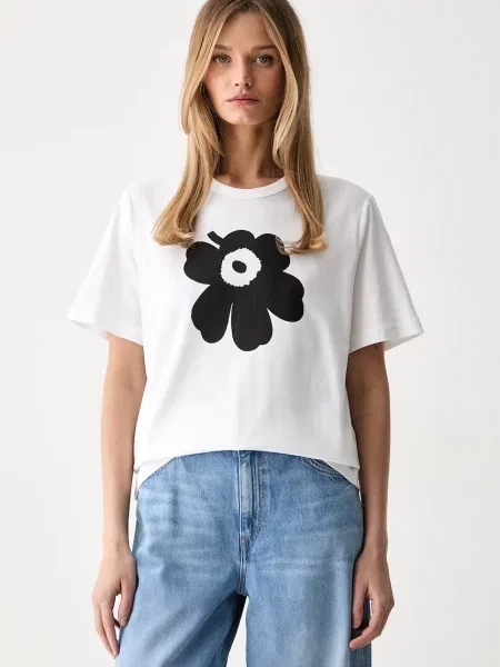 Marimekko tricou pentru femei din alb
