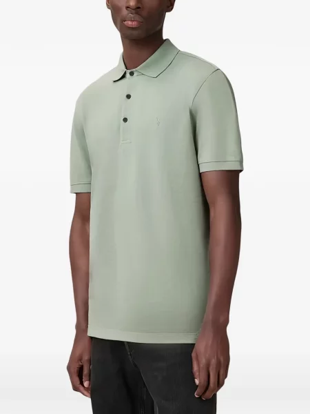 Tricou polo Allsaints cu autograf verde