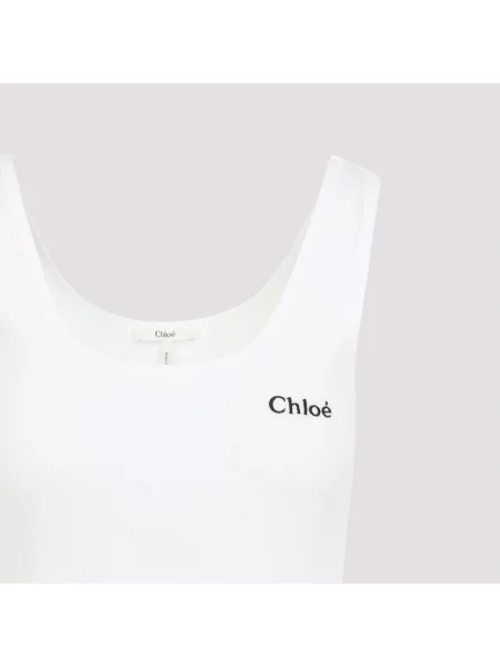 Top Chloe z logo z dżerseju biały