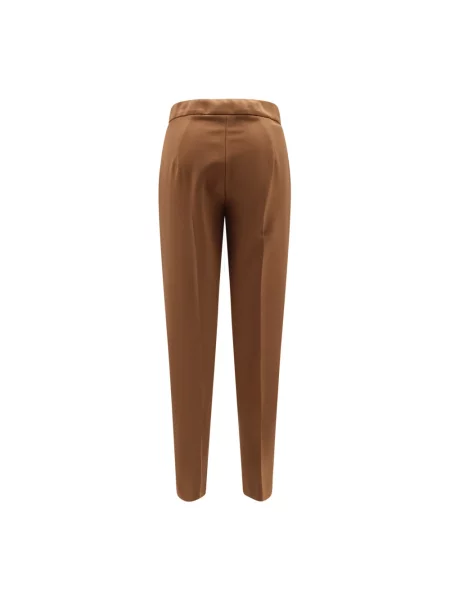 Lniane spodnie Max Mara brązowe