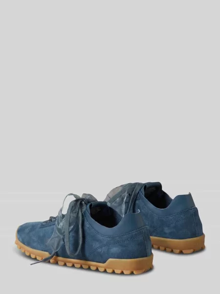 Sneakersy ze skóry welurowej z dwoma sznurowadłami Ck Calvin Klein niebieskie