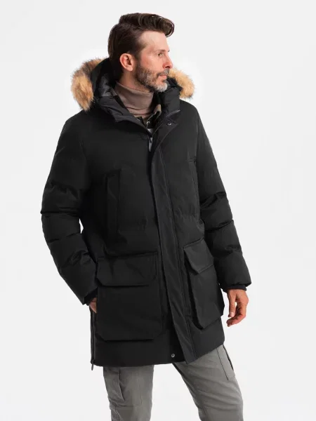 Izolované dlhý parka Ombre Clothing rozšírená čierna
