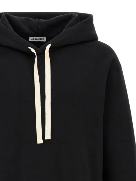 Hanorac cu glugă Jil Sander cu imagine cu cordon negru