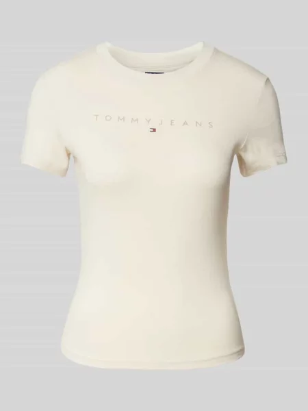 T-shirt z prążkowanym okrągłym dekoltem