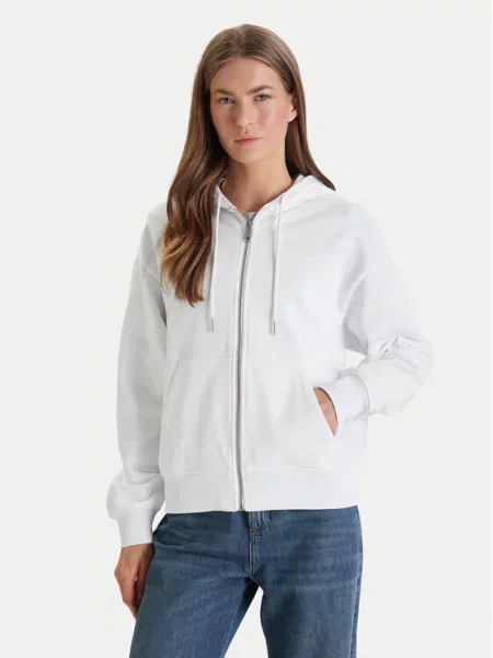 Calvin Klein Jeans bluza z kapturem gładka biały