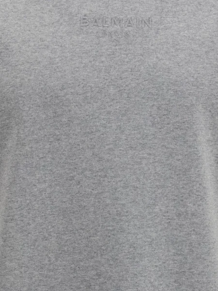 Tricou Balmain cu broderie gri