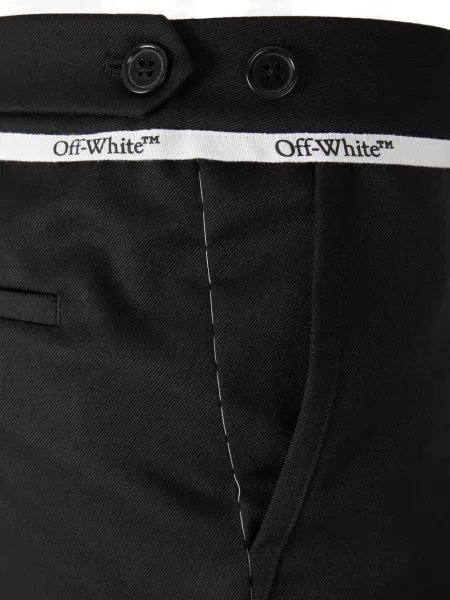 Pantaloni Off-white cu broderie alb