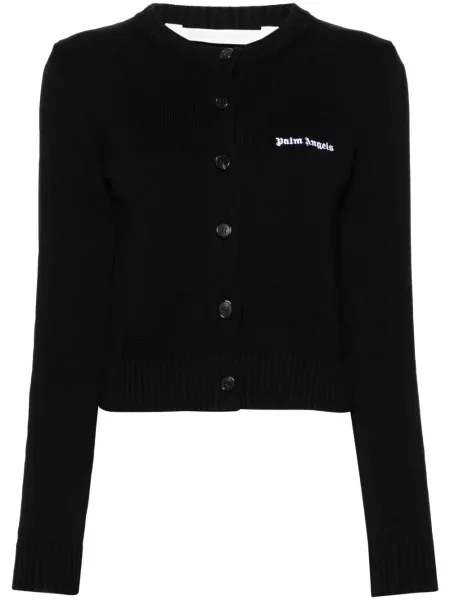 Decupat cardigan Palm Angels cu broderie negru