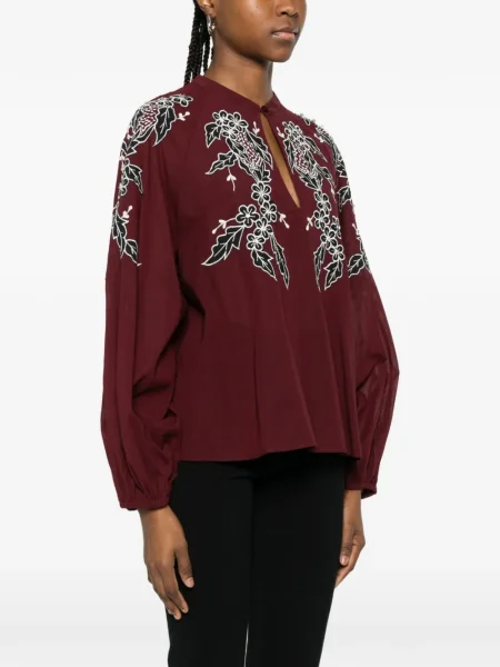 Bluză Essentiel Antwerp cu model floral roșu