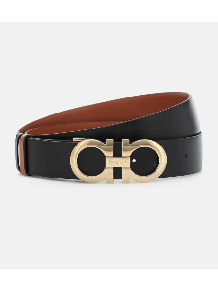 Iš natūralios odos diržas Ferragamo grįžtamasis juoda