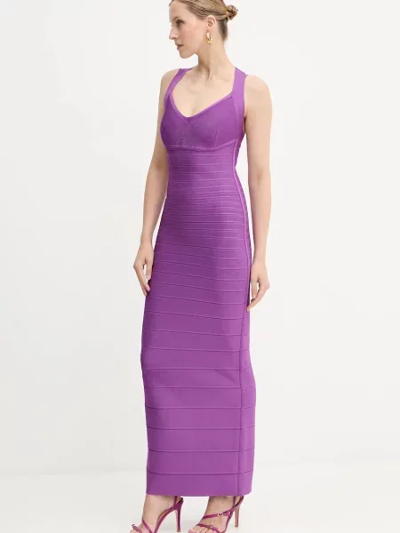 Herve Leger rochie Sutton maxi mulata violet