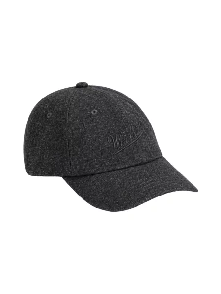Czapka z daszkiem Woolrich wełniana czarna