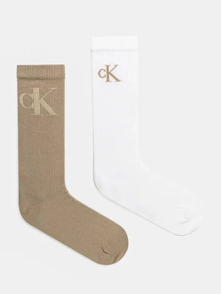 Чорапи Calvin Klein Jeans 2 чифта зелено бяло