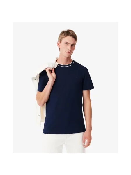 T-shirt o kroju regular fit z mieszanki bawełny Lacoste niebieska