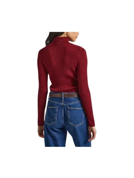 Lniany sweter z golfem Pepe Jeans brązowy
