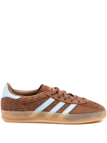 Sneakerși Adidas Gazelle din piele cu dungi maro