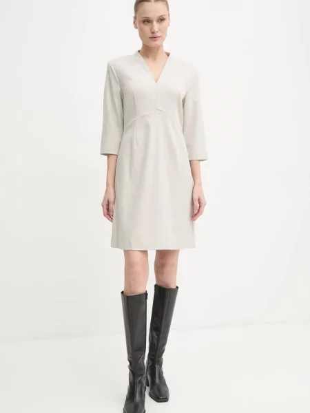 Шерстяное платье мини Bruuns Bazaar клеш бежевое