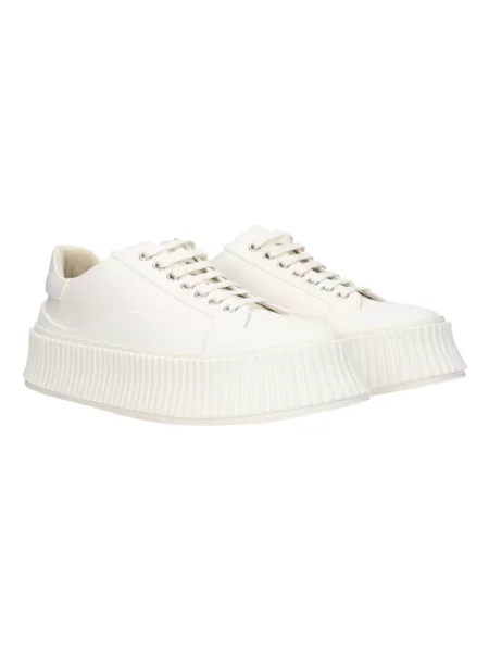 Sneakersy Jil Sander skórzane z okrągłym noskiem białe