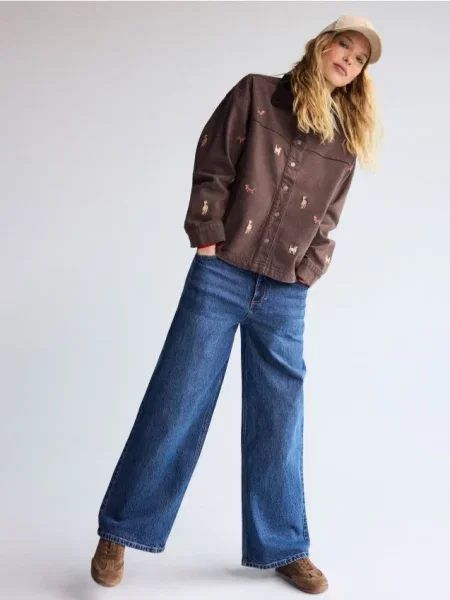 Reserved Джинси wide leg comfort темно-синій сині