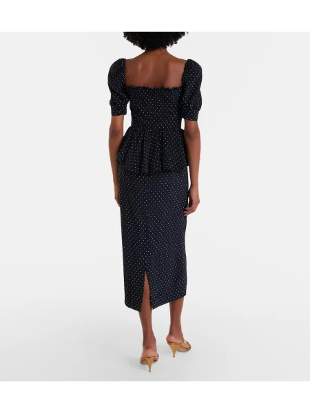 Rochie midi Alessandra Rich de mătase cu buline negru
