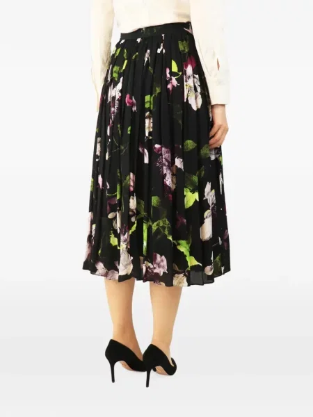 Fustă midi Erdem cu model floral cu imagine negru
