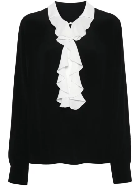 Bluzka N°21 z falbankami z krepy czarna