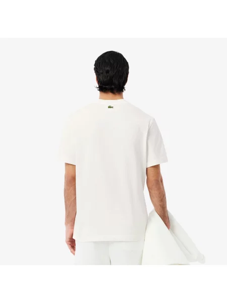 Lacoste T-Shirt Z Okrągłym Dekoltem Z Nadrukiem Classic Fit biały