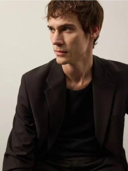 Reserved Sacou slim fit cu in maro-închis maro