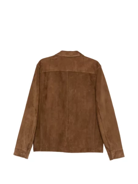 Geacă cămașă Tom Ford din piele de căprioară maro
