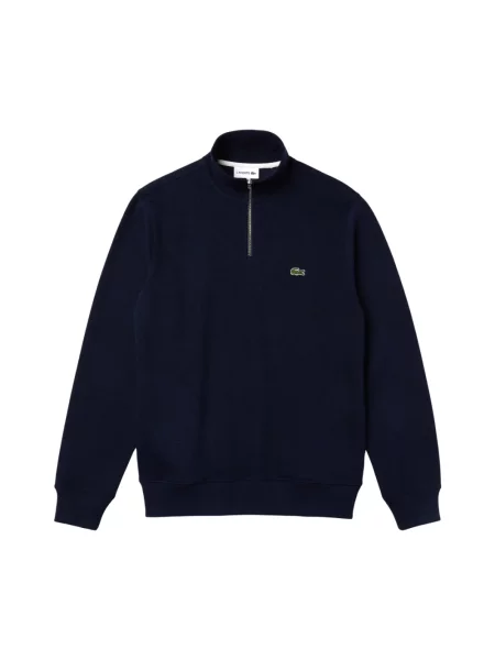 Kardigan Lacoste ze stójką z kaszmiru z okrągłym dekoltem niebieski