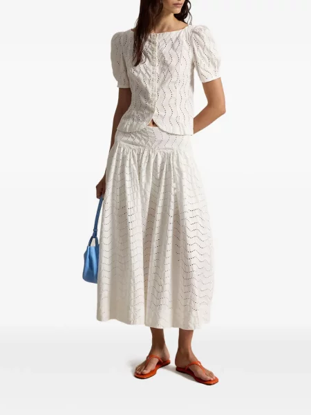 Blugi Polo Ralph Lauren cu broderie de in cu două rânduri de nasturi roz