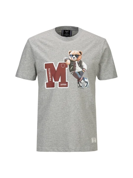 ITALIA Tričko Rafael College tmavě hnědá / šedý melír / burgundská červeň bílá